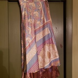 Silk sari wrap skirt